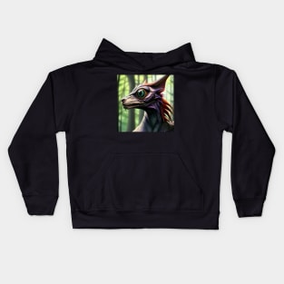 White and Purple Scaled Jungle Cat-Dragon Kids Hoodie